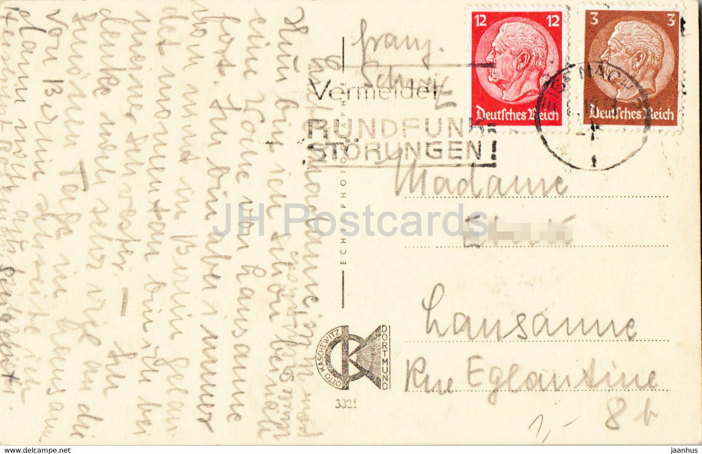 Eisenach - Durchblick von der Hohen Sonne zur Wartburg - 3321 - carte postale ancienne - Allemagne - utilisé