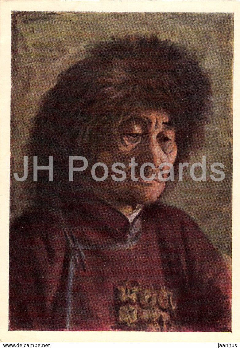 painting by A. Stroganov - Old Partisan - Mongolian art - 1966 - Russia USSR - unused - JH Postcards