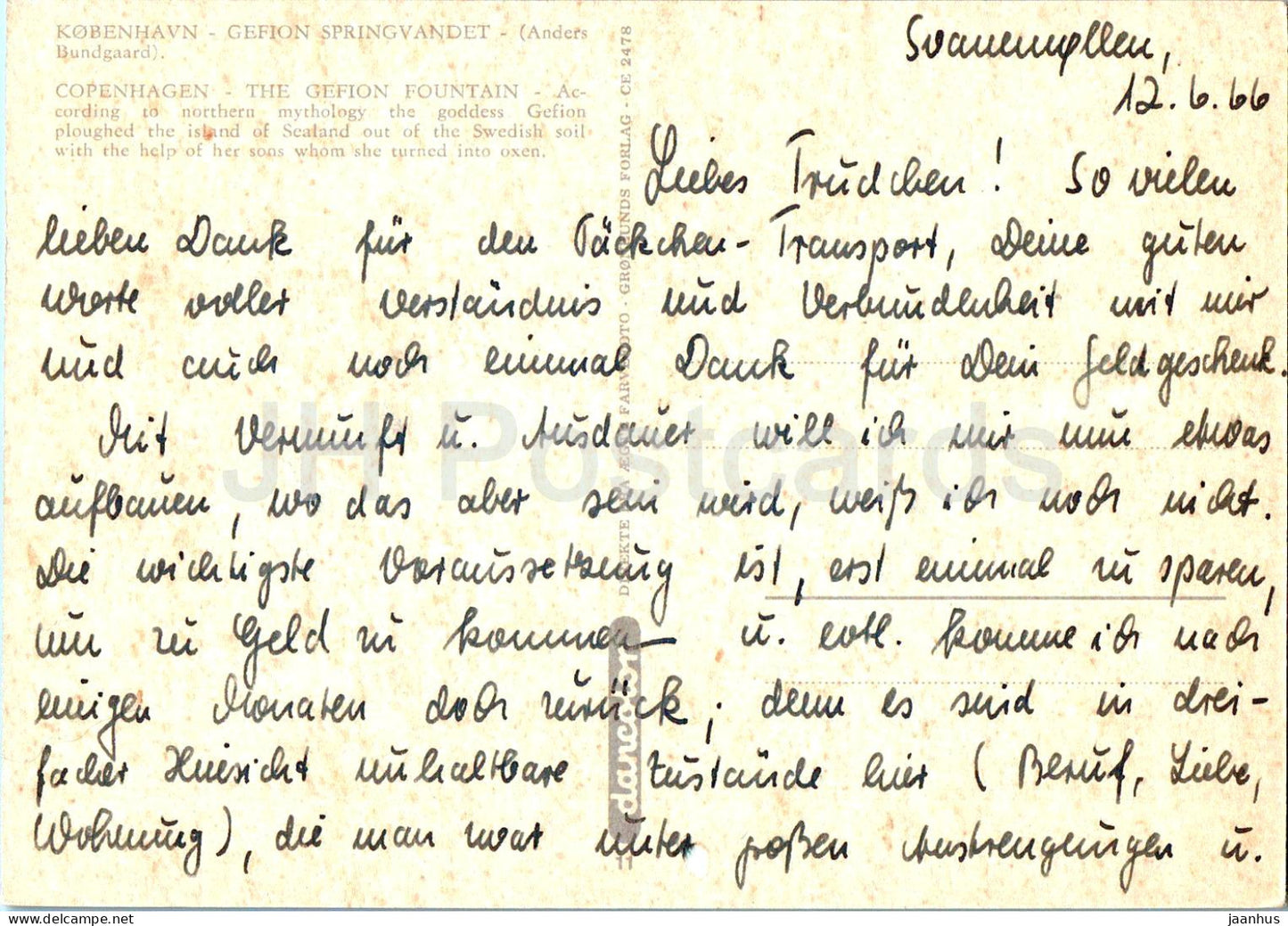 Copenhague - Kobenhavn - Gefion Springvandet - La fontaine Gefion - 1966 - Danemark - utilisé