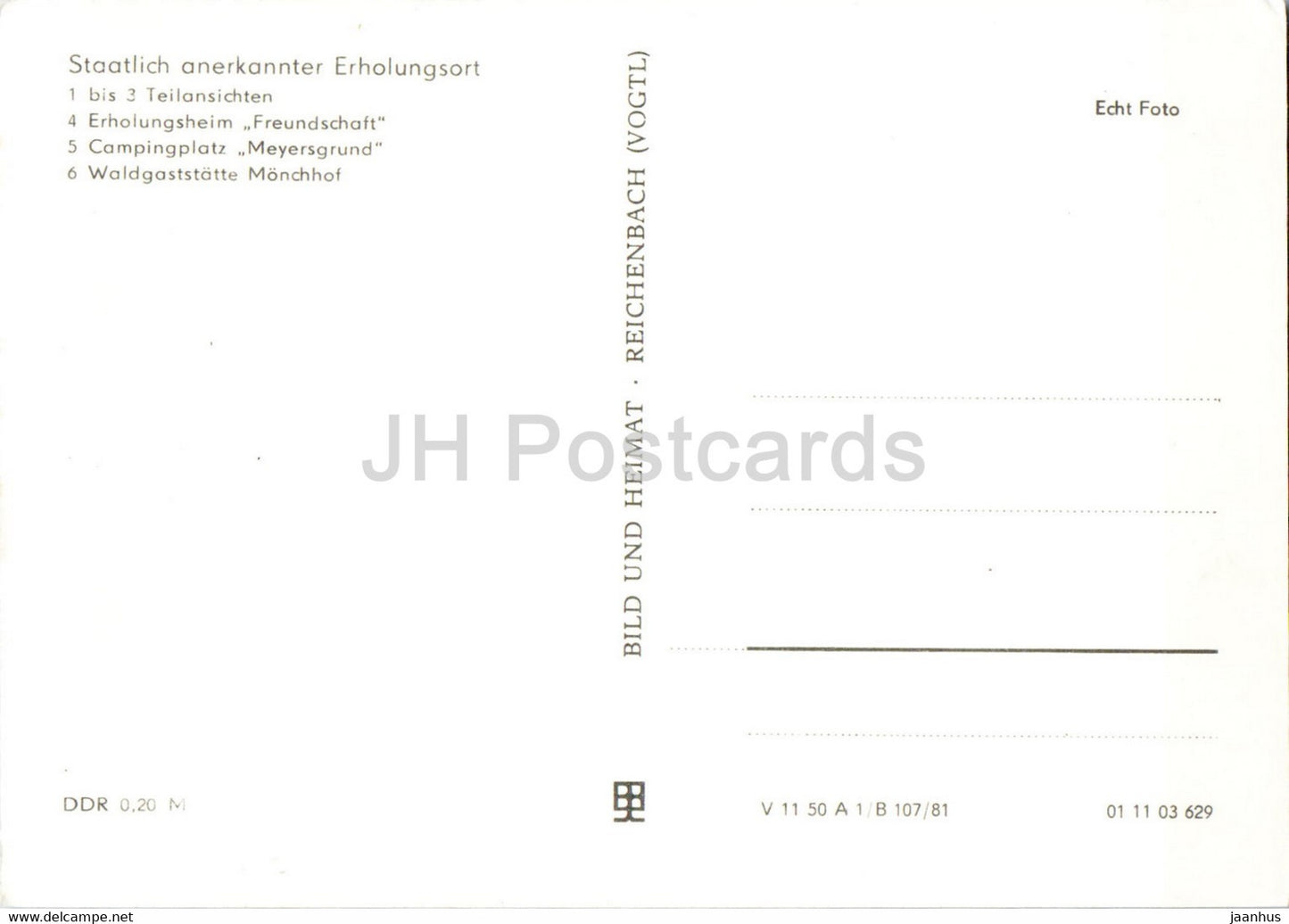 Manebach - Kr Ilmenau - Erholungsheim Freundschaft - Campingsplatz Meyersgrund - Germany DDR - unused