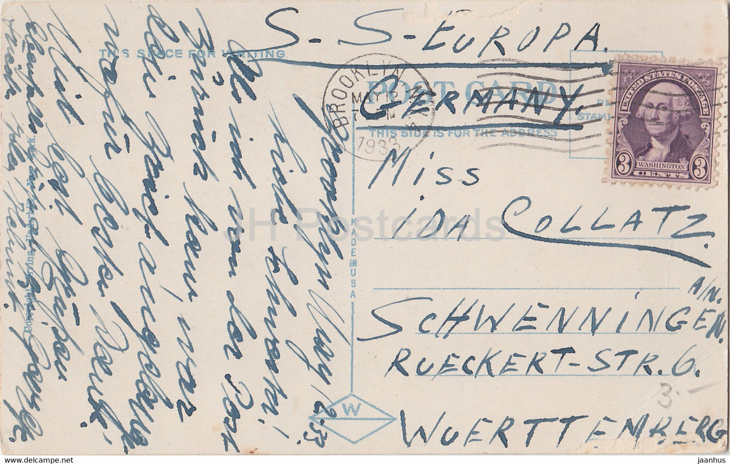 New York - Union Square - 5962 - alte Postkarte - 1933 - Vereinigte Staaten - USA - gebraucht