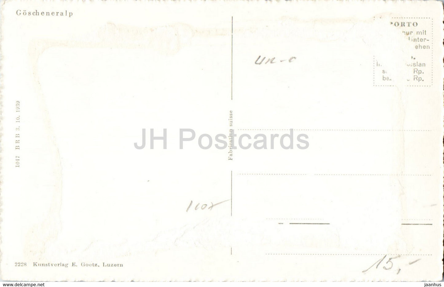 Goscheneralp - 2228 - 1 - carte postale ancienne - Suisse - utilisé