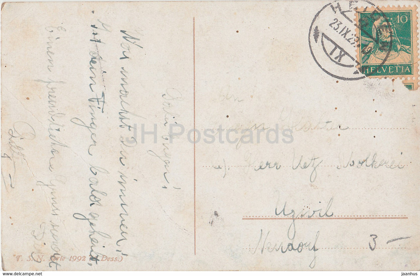Pferde - Illustration - TSN Serie 1992 - alte Postkarte - 1922 - gebraucht