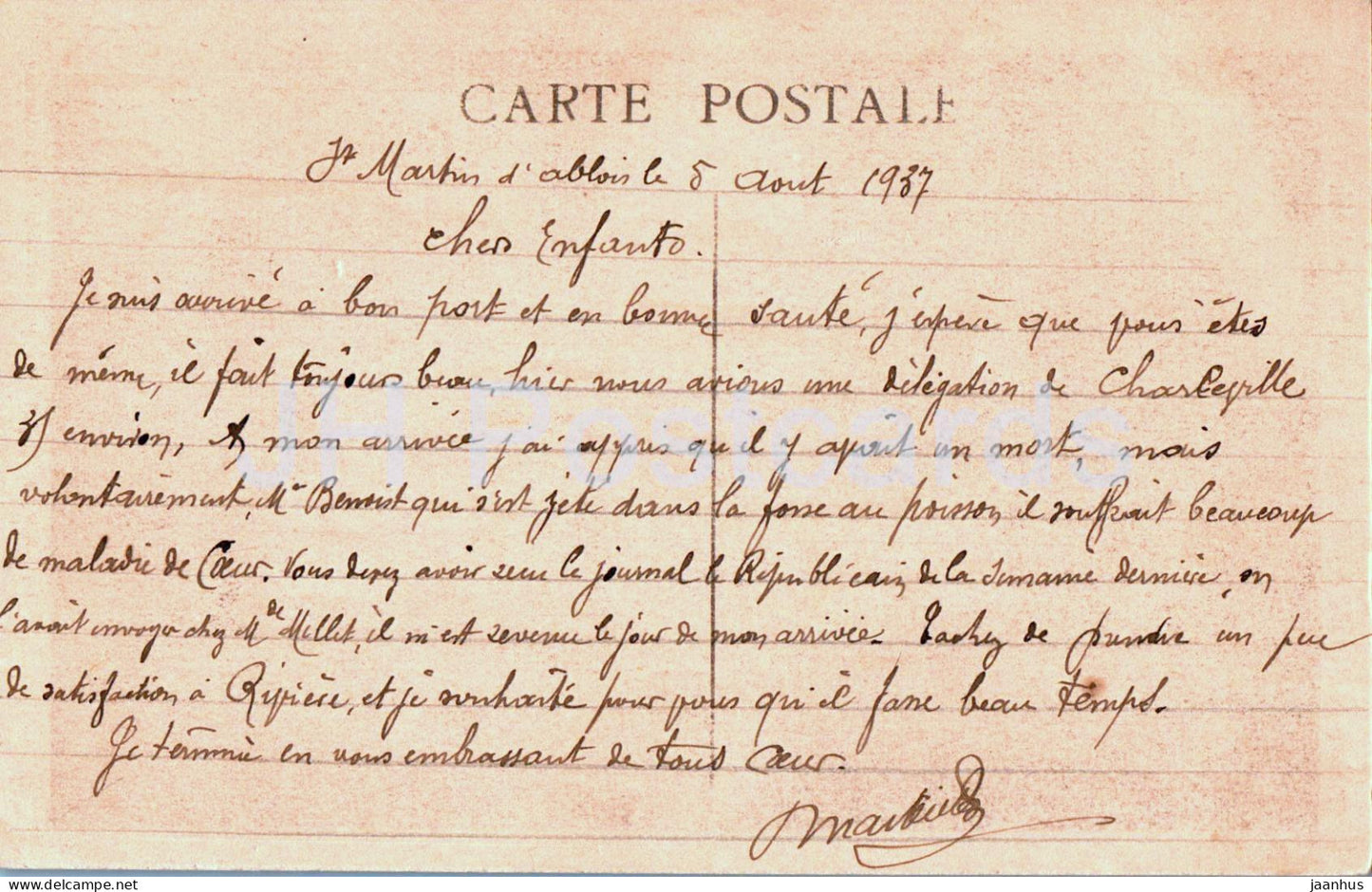 Le Cubry - Maison de Retraite des Cheminots de Saint Martin D'Ablois - 9 - carte postale ancienne - 1937 - France - occasion