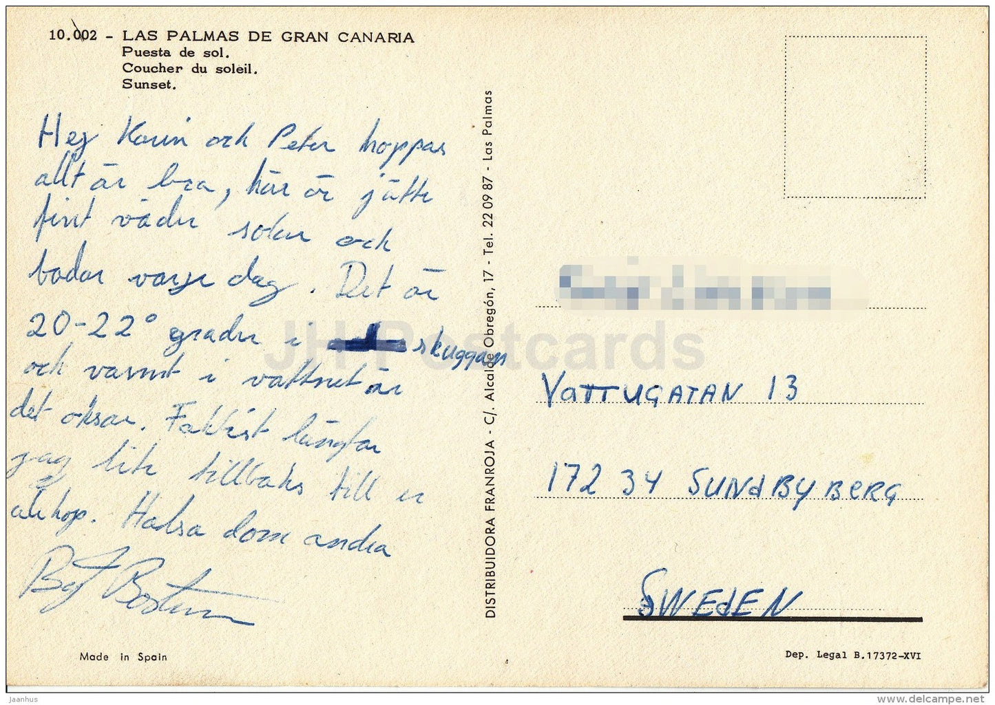 Las Palmas de Gran Canaria - Puesta del Sol - sunset - Espana - Spain - used - JH Postcards