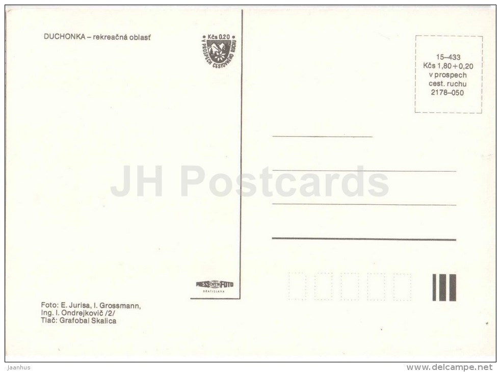 Duchonka - resting area - swimming place - camping area - Czechoslovakia - Slovakia - unused - JH Postcards