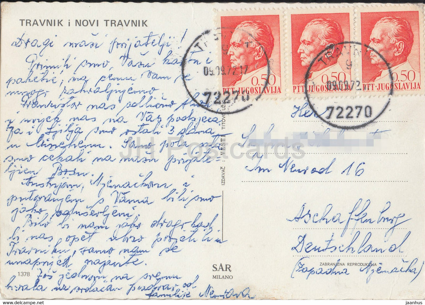 Travnik i Novi Travnik - Gesamtansicht - Straße - Multiview - 1972 - Jugoslawien - Bosnien und Herzegowina - gebraucht
