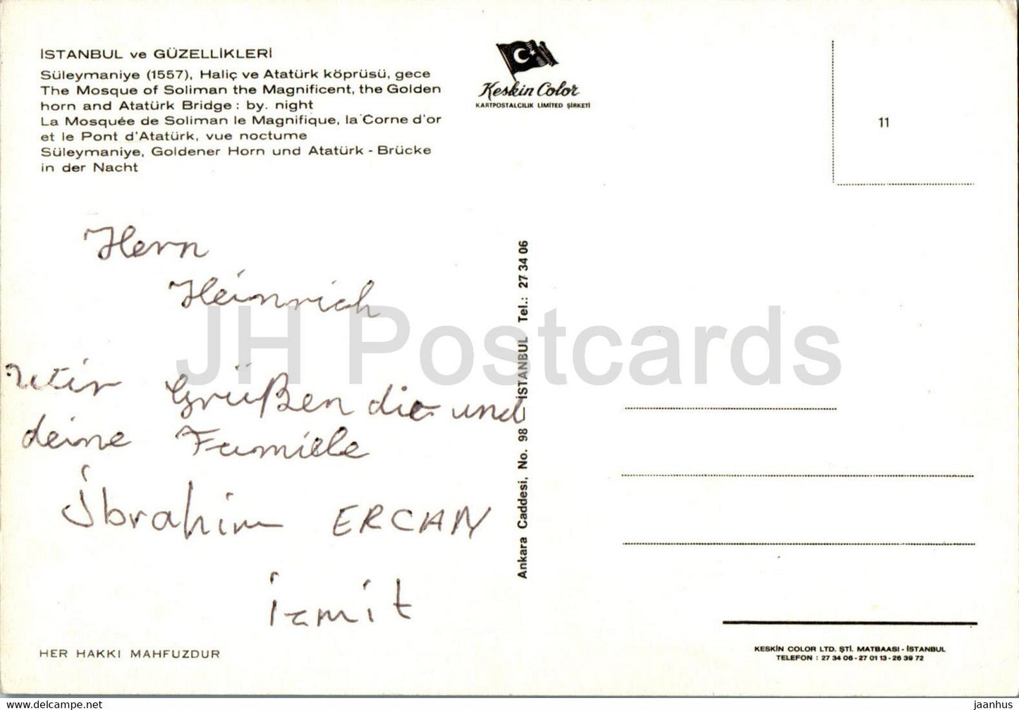 Istanbul - The Mosque of Soliman the Magnificent - Golden Horn - Ataturk Bridge by night - 11 - Turkey - used