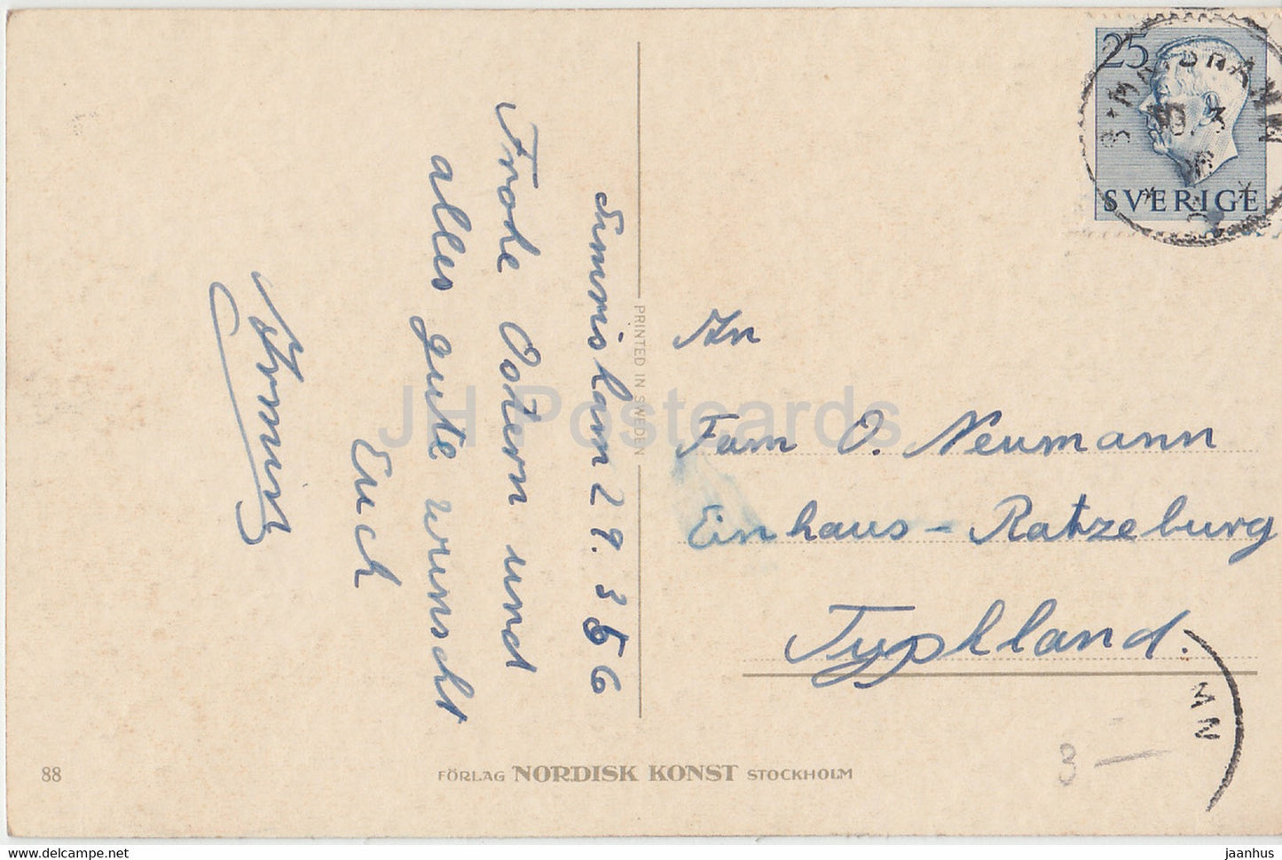 Husband and Wife - illustration - Jac Edgren - Tipsvinsten - old postcard - 1956 - Sweden - used