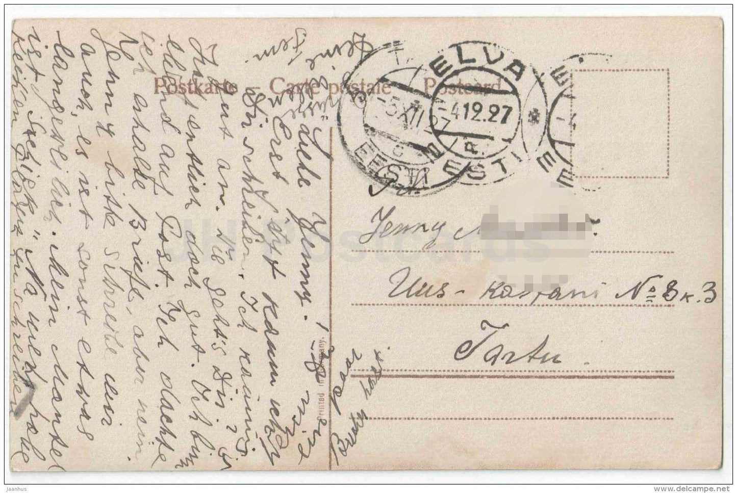 woman - 3518/3 - used in Estonia Elva 1927 - JH Postcards