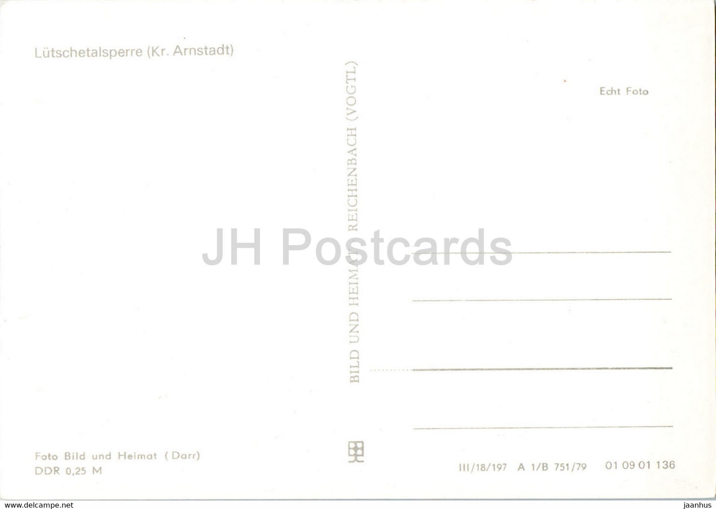 Lutschetalsperre - Kr Arnstadt - Germany DDR - unused