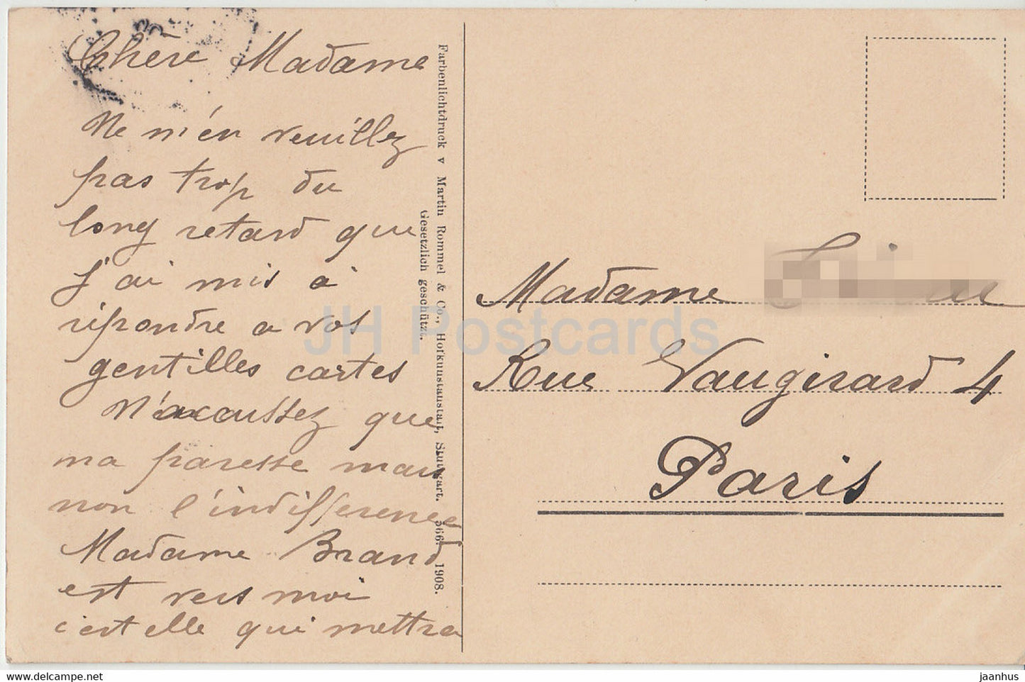 red flowers - Bonne Fete - Martin Rommel - old postcard - Germany - used