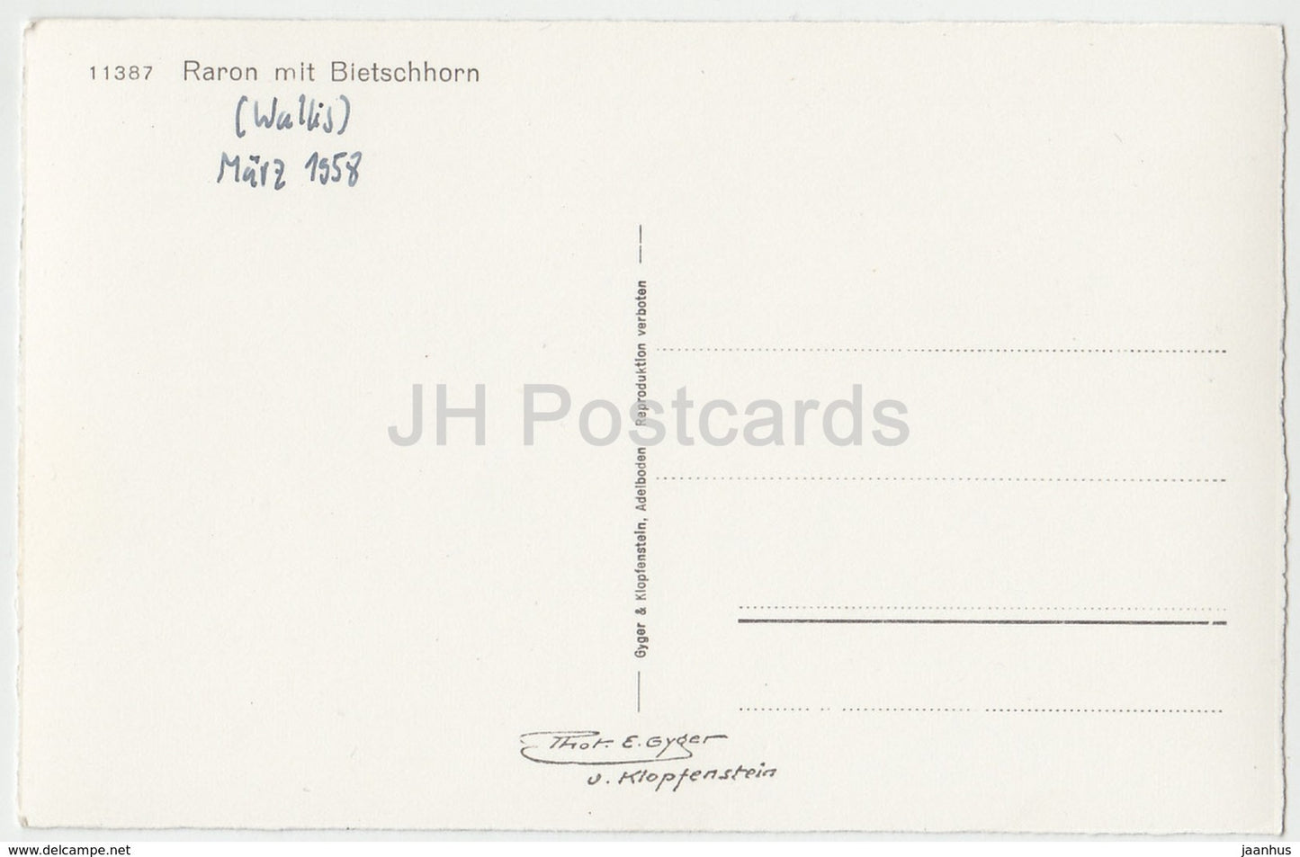 Raron mit Bietschhorn - 11387 - Suisse - 1958 - occasion