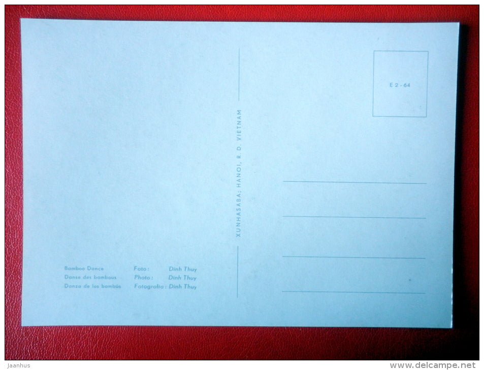 Bamboo Dance - Vietnamese Folk Dance - folk costumes - old postcard - Vietnam - unused - JH Postcards