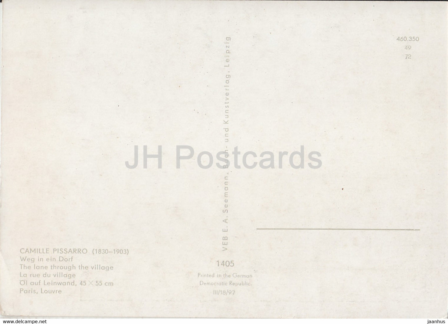 Gemälde von Camille Pissarro – Weg in ein Dorf – Der Weg durch das Dorf – Französische Kunst – Deutschland DDR – unbenutzt