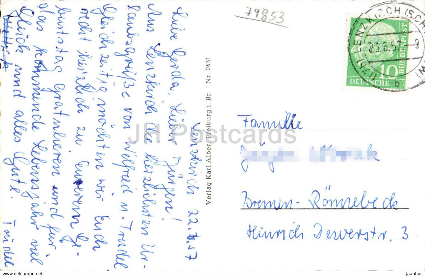 Lenzkirch - Schwarzwald - Carte postale ancienne de 810 m - 1957 - Allemagne - utilisé