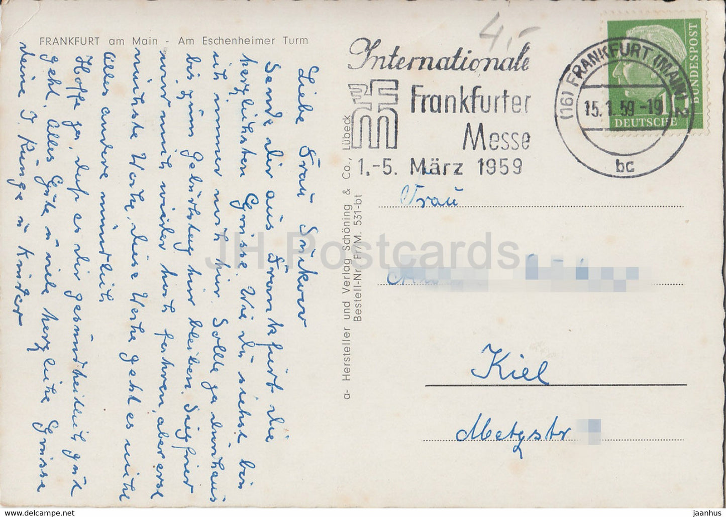 Frankfurt am Main - Am Eschenheimer Turm - tram - 1959 - Germany - used