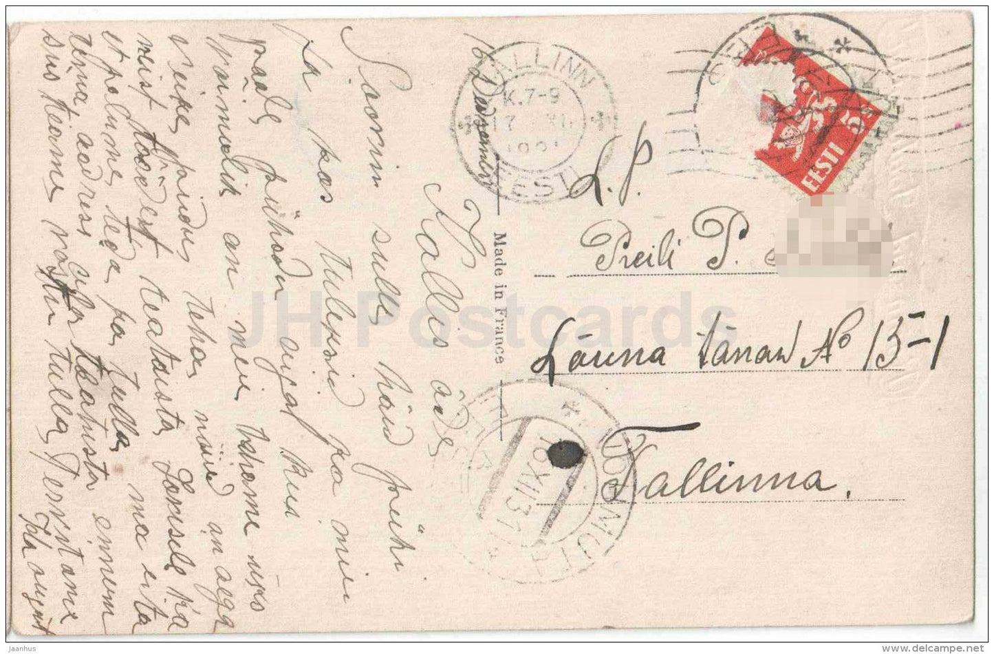 man with lilac - hat - Sapi 2279 - circulated in Estonia Tallinn Võhmuta 1931 - JH Postcards