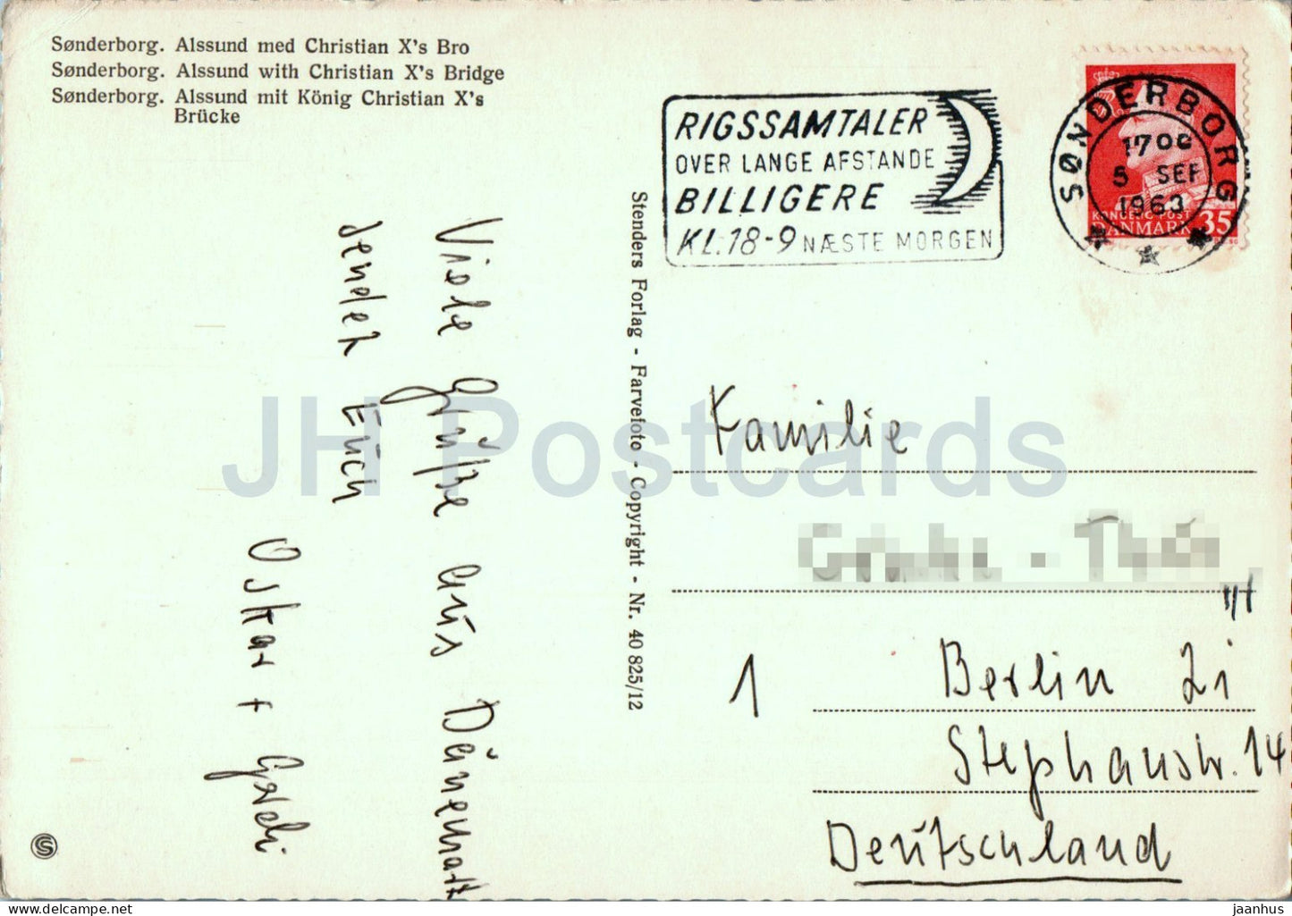 Sonderborg - Alssund med Christian X Bro - pont - 1963 - Danemark - utilisé