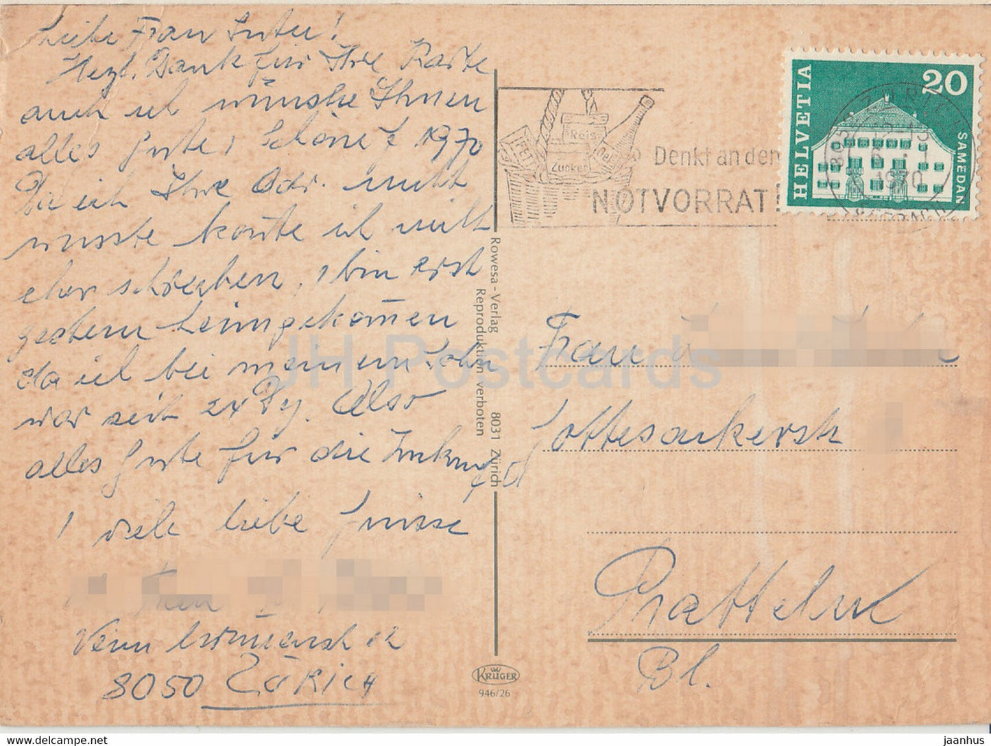 Zurich - airplane Swissair - tram - bridge - multiview - 1970 - Switzerland - used