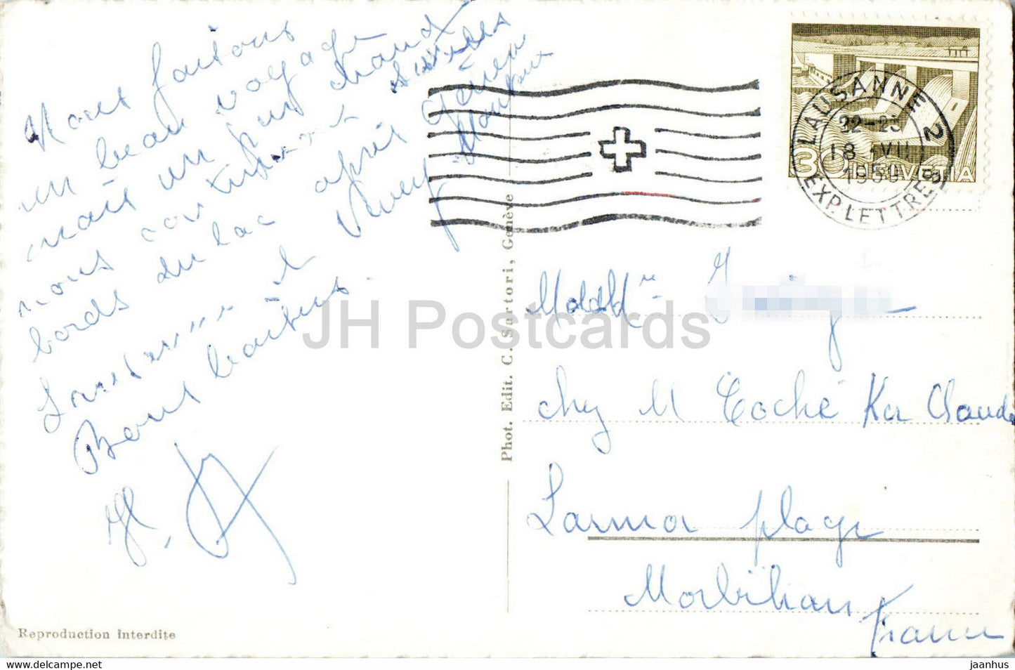 Ouchy - Le Port - 611 - carte postale ancienne - 1959 - Suisse - occasion