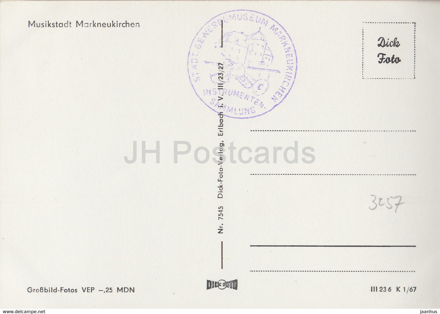 Musikstadt Markneukirchen - Gewerbemuseum - Thalmann Platz - Germany DDR - unused