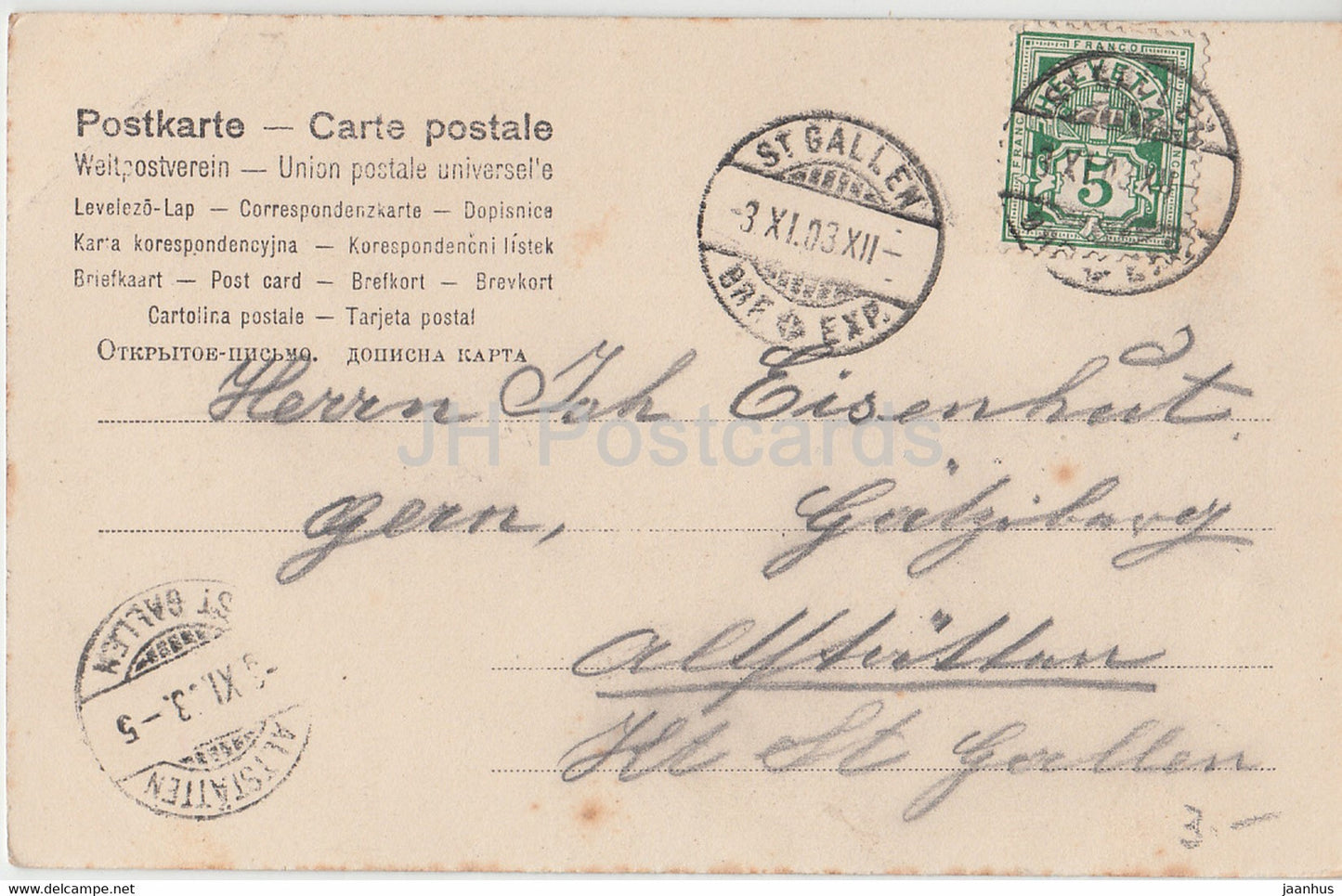 couple - femme et homme - Nicht nur im Tanz kann er sich schwingen - carte postale ancienne - 1903 - Allemagne - utilisé