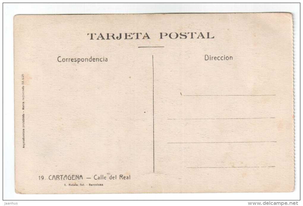 Calle del Real , Cartagena - 19 - palm alley - L. Roisin - old postcard - Spain - unused - JH Postcards
