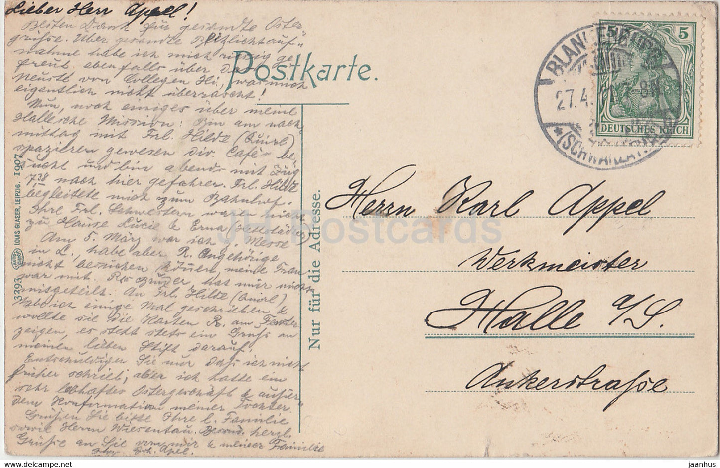 Blankenburg mit Eingang in das Schwarzatal - 3293 - carte postale ancienne - 1907 - Allemagne - utilisé