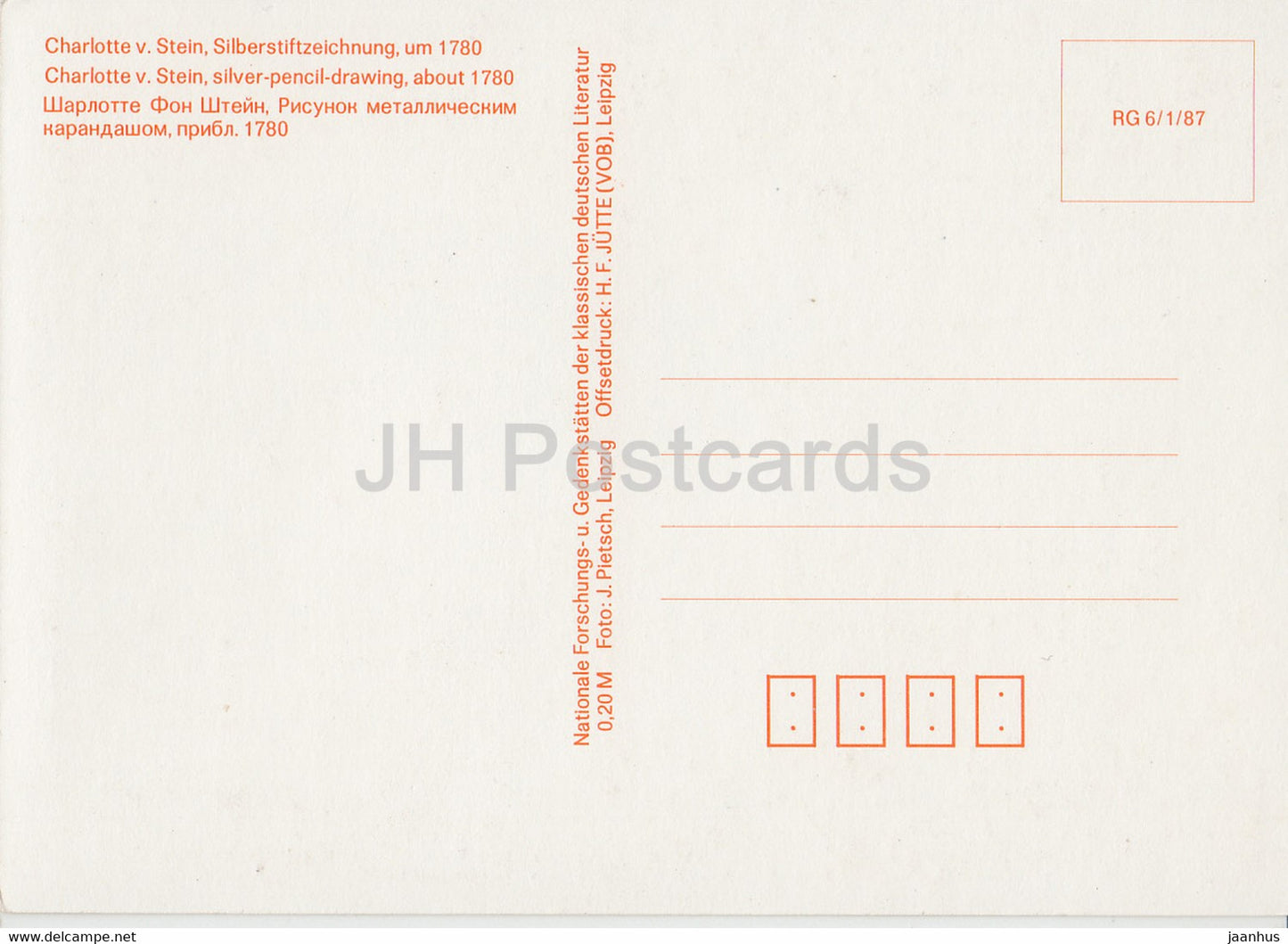 peinture - Charlotte v Stein Silberstiftzeitung - Art allemand - Allemagne - inutilisé