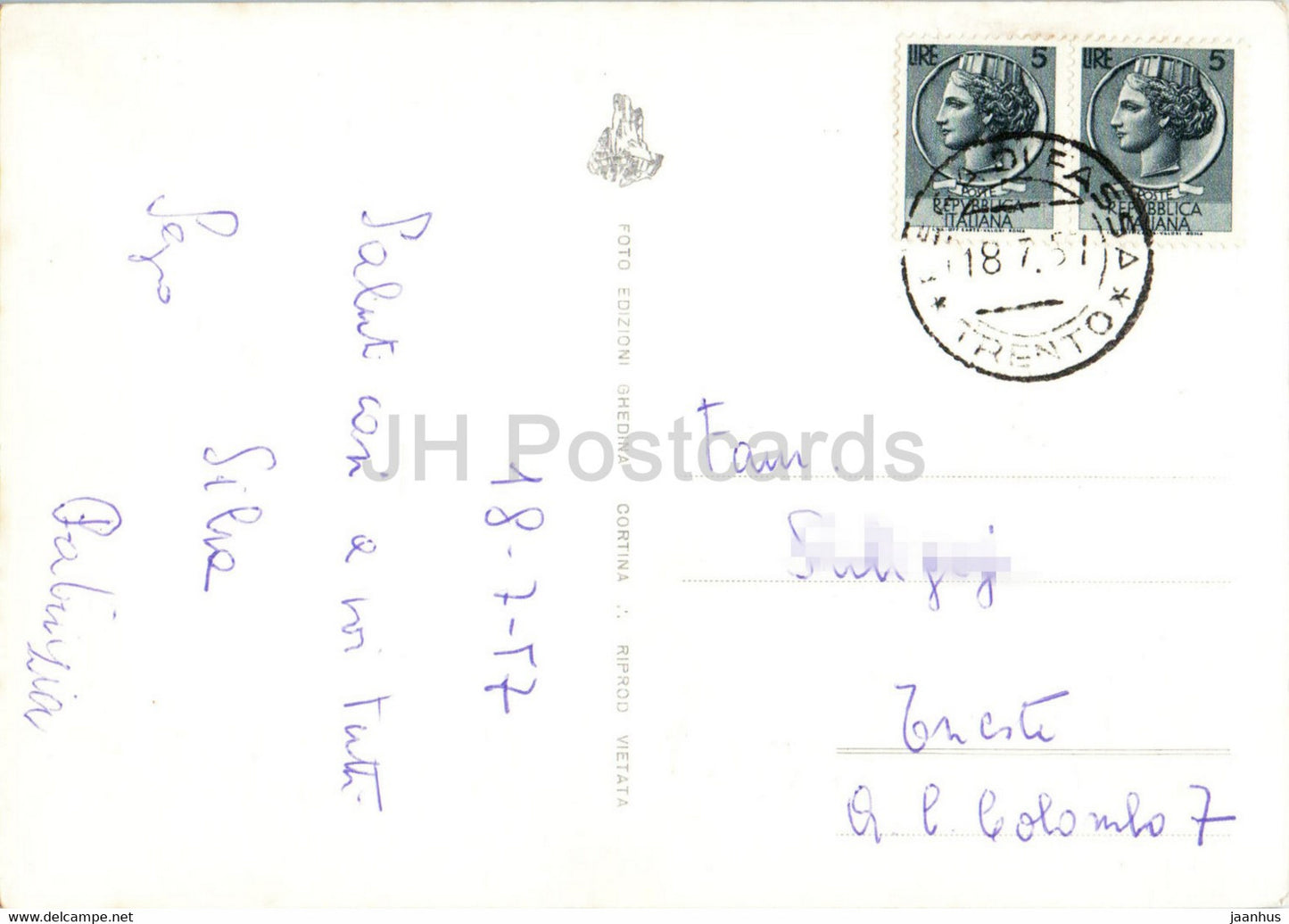 Rifugio Ciampedie - Cigolade Mugoni - Coronelle - alte Postkarte - 1957 - Italien - gebraucht