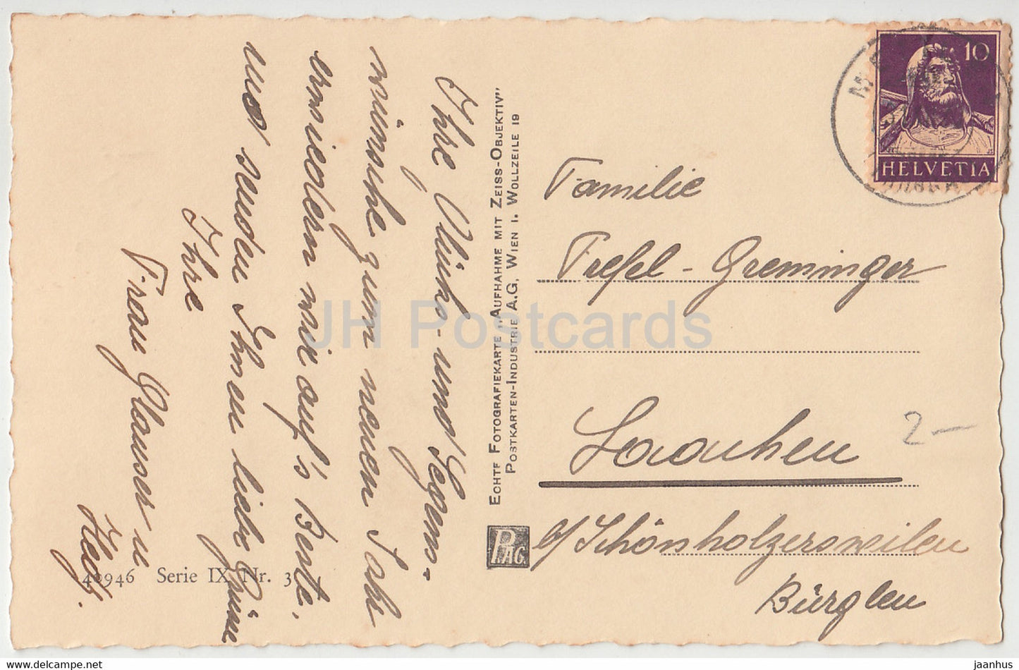 New Year Greeting Card - Gluckliches Neujahr - winter forest - 40496 Serie IX - P A G - old postcard - Germany - used