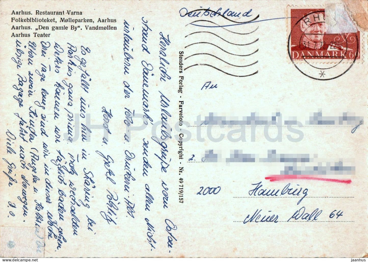 Arhus - Aarhus - restaurant Varna - Folkebiblioteket - Den Gamle by - teater - multiview - 49 - 1972 - Denmark - used