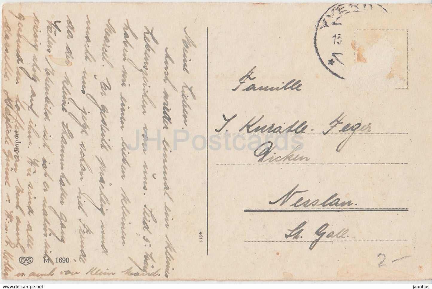 Easter Greeting Card - Joyeuses Paques - flowers - narcissus - EAS 1690 - old postcard - France - used