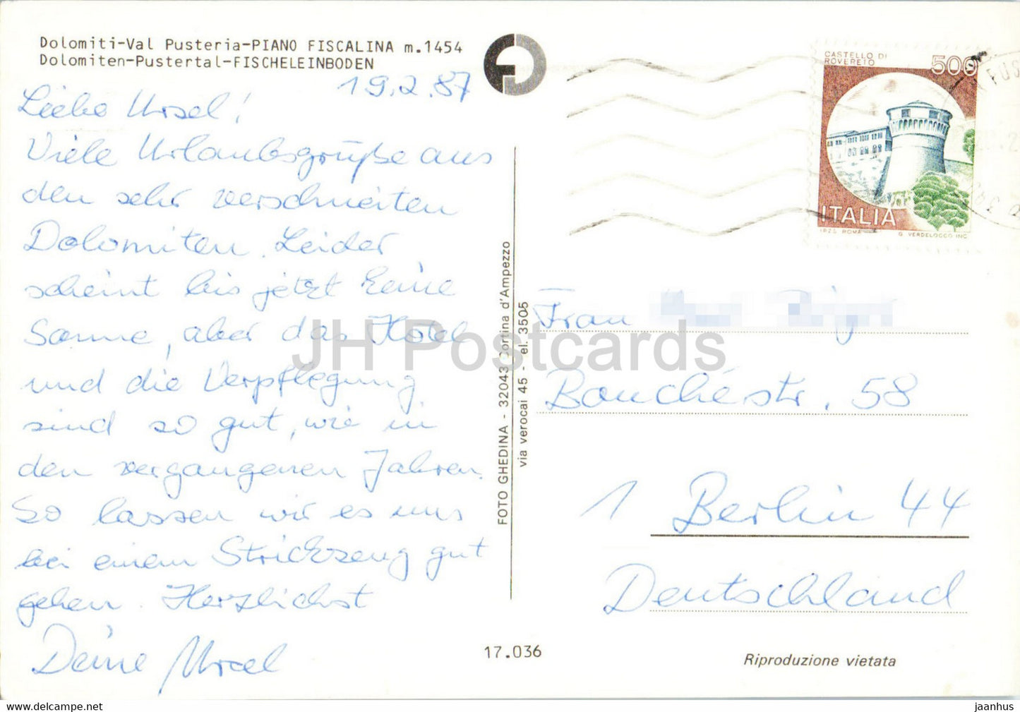 Dolomiti - Val Pusteria - Piano Fiscalina 1454 m - Pustertal - Fischeleinboden - 1987 - Italy - used