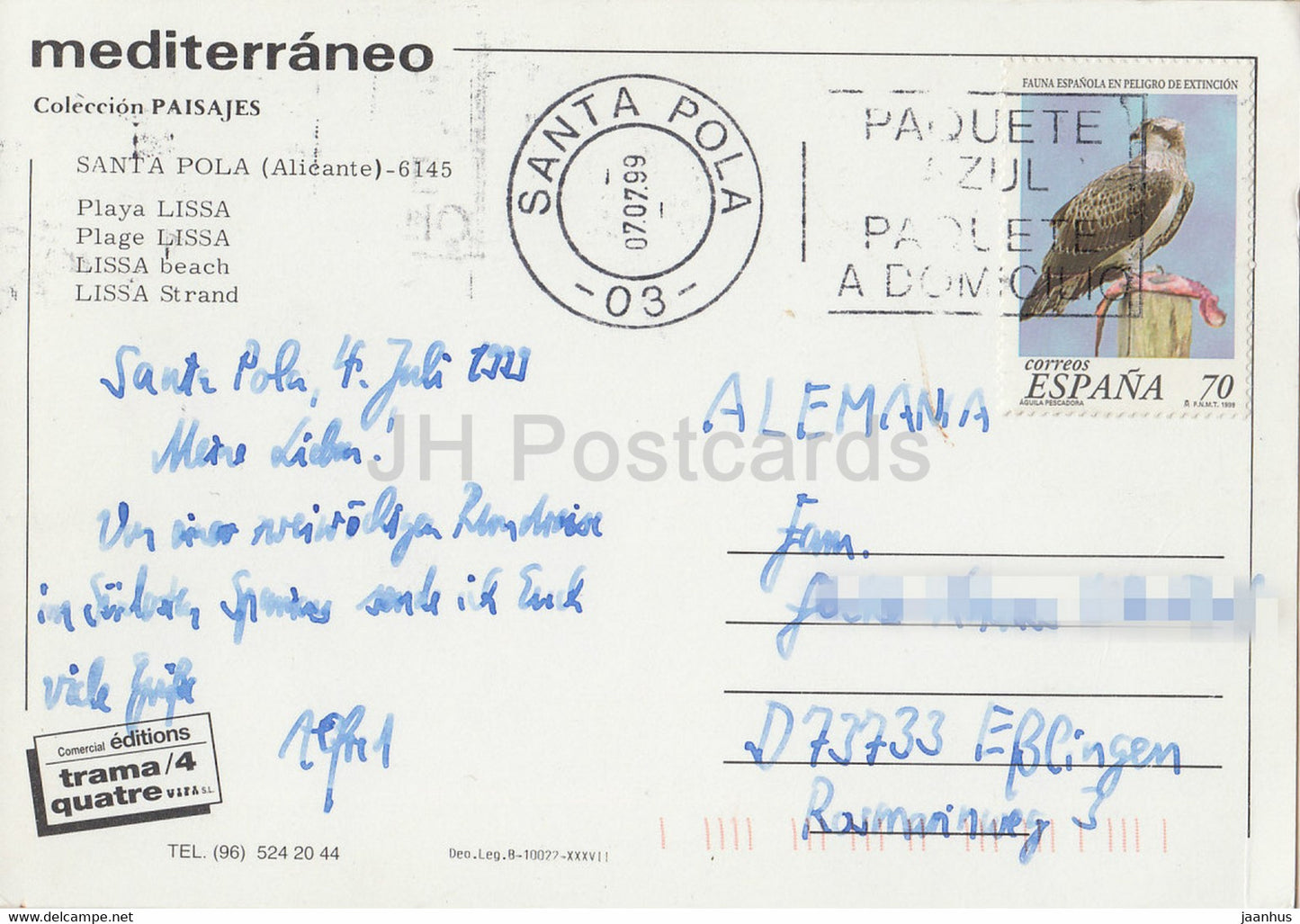 Costa Blanca – Santa Pola – Playa Lissa – Strand von Lissa – 1999 – Spanien – gebraucht