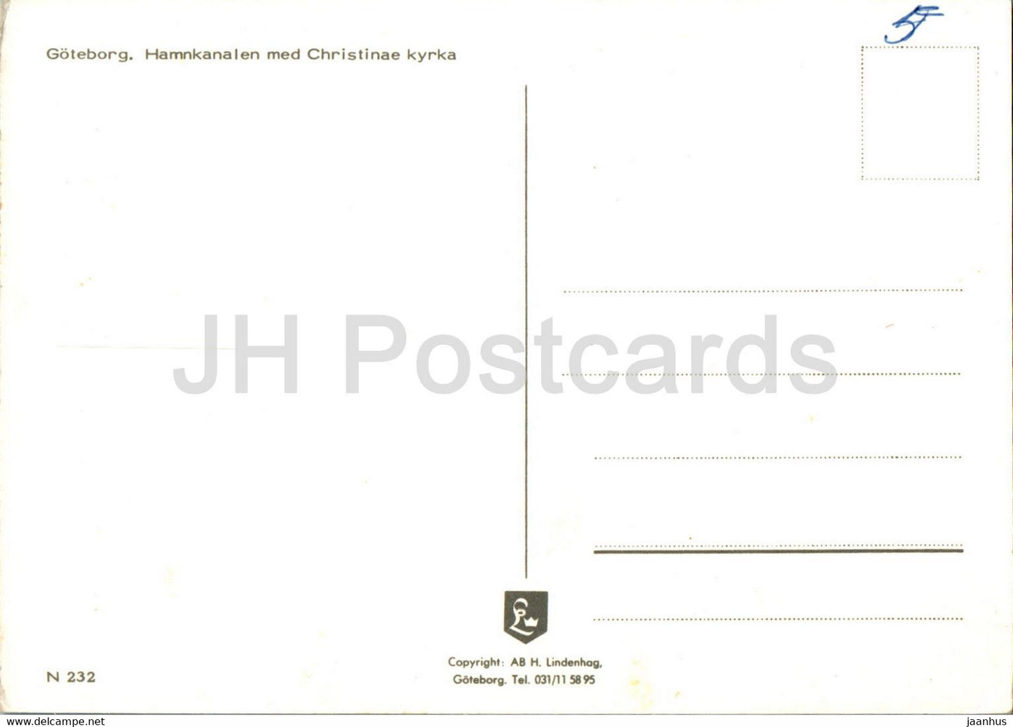 Goteborg - Hamnkanalen med Christinae kyrka - bridge - boat - 232 - Sweden - unused