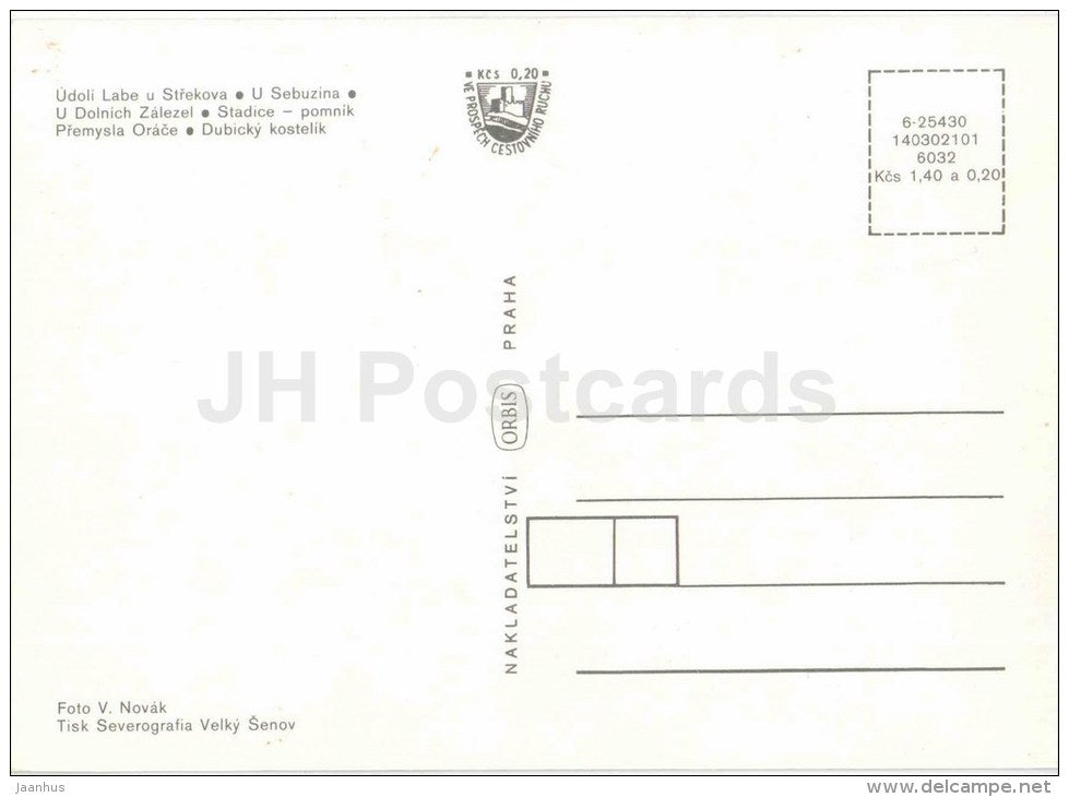 Ceske Stredohori - Labske Udoli - Central Bohemian Uplands - Sebuzina - Stadice - Czechoslovakia - Czech - unused - JH Postcards