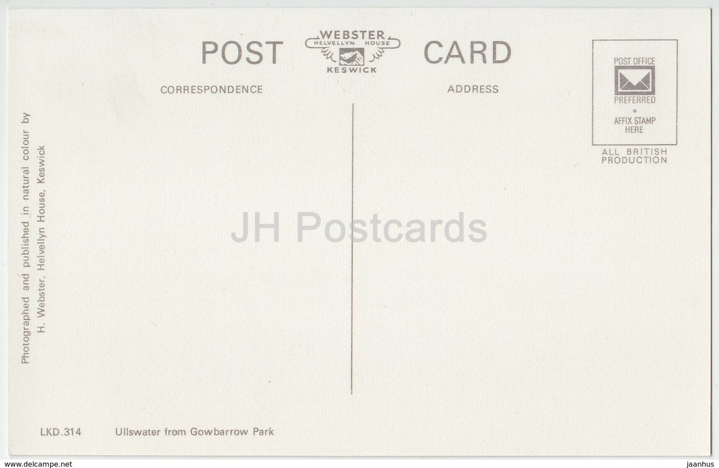 Ullswater from Gowbarrow - LKD.314 - United Kingdom - England - unused