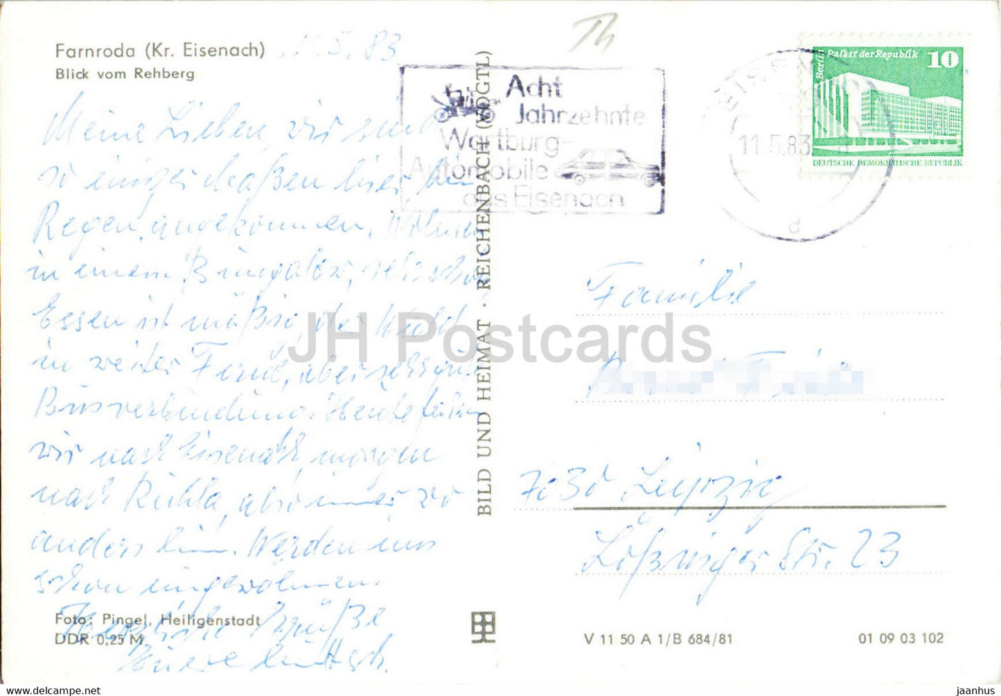 Farnroda - Blick vom Rehberg - Germany DDR - used