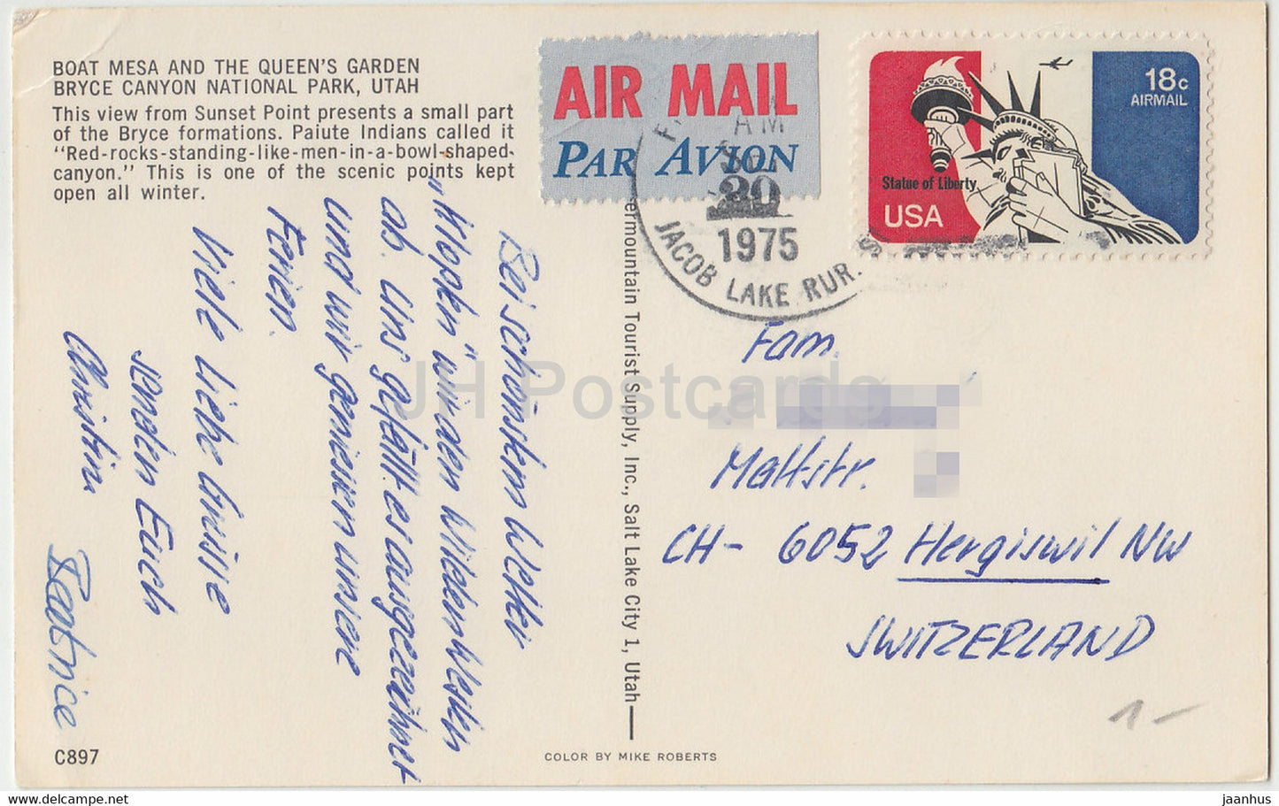 Boat Mesa and the Queen's Garden Bryce Canyon National Park - Utah - 1975 - USA - used