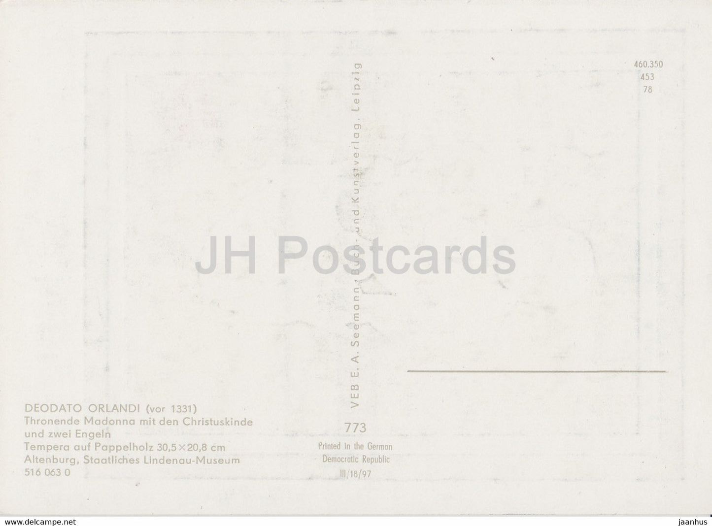 painting by Deodato Orlandi - Thronende Madonna mit den Christuskinde - Italian art - Germany DDR - unused