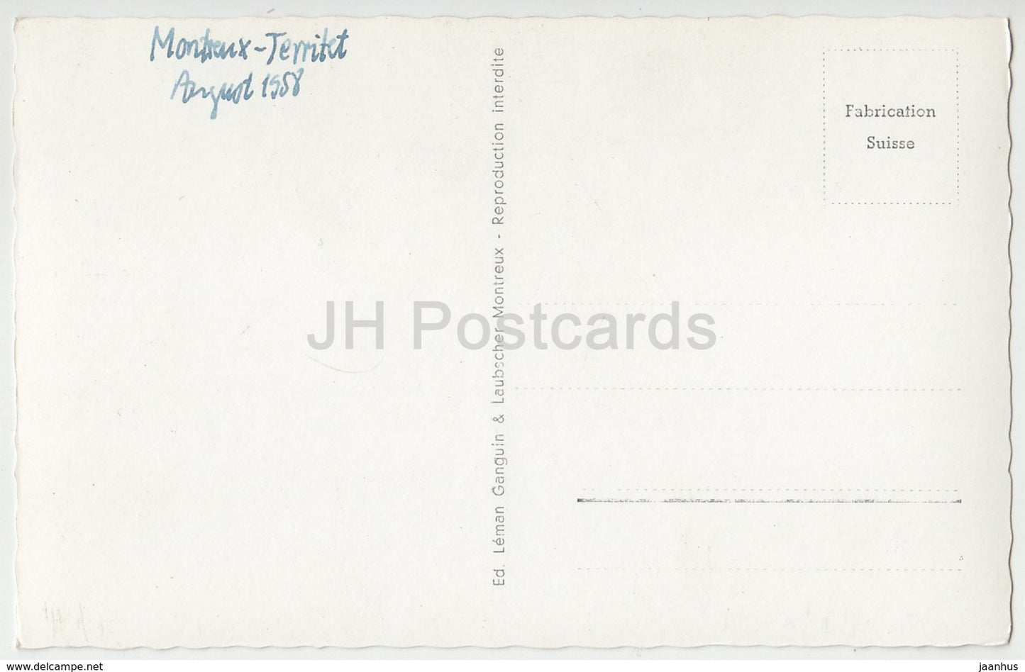 Territet-Montreux - monument Mannerheim - 260 - Suisse - 1958 - occasion