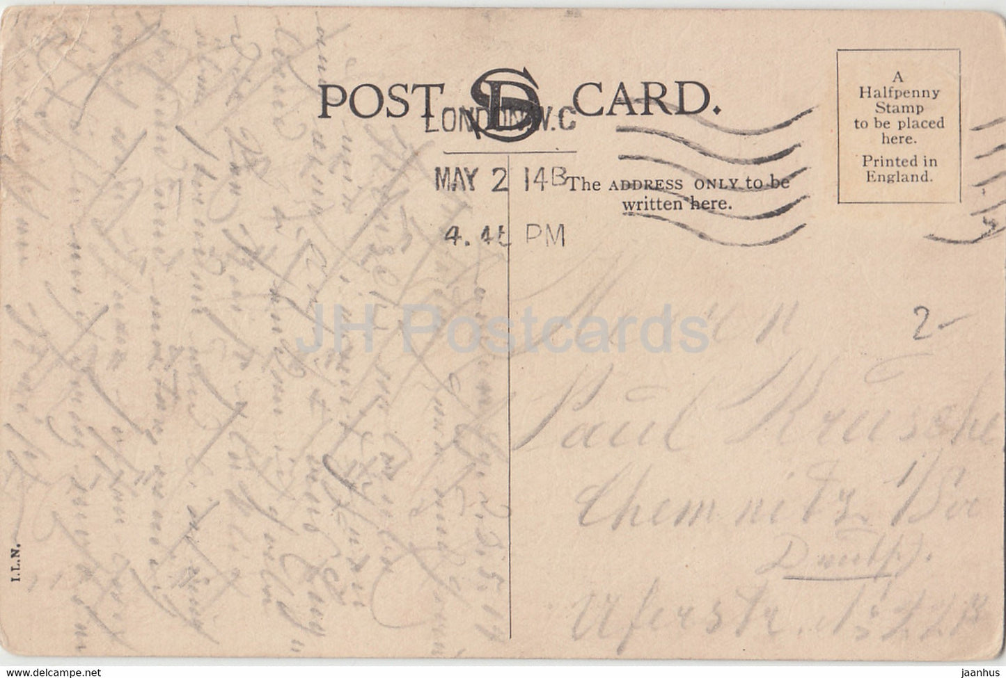 London - Houses of Parliament from the river - boat - old postcard - 1914 - England - United Kingdom - used