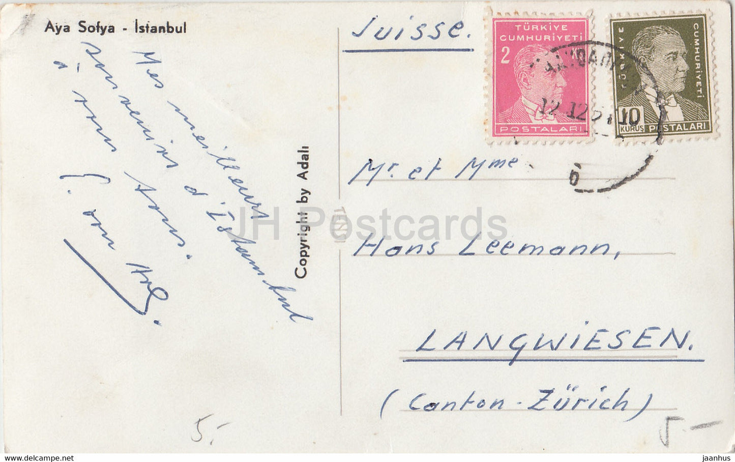 Istanbul - Aya Sofya - Hagia Sophia - carte postale ancienne - Turquie - utilisé