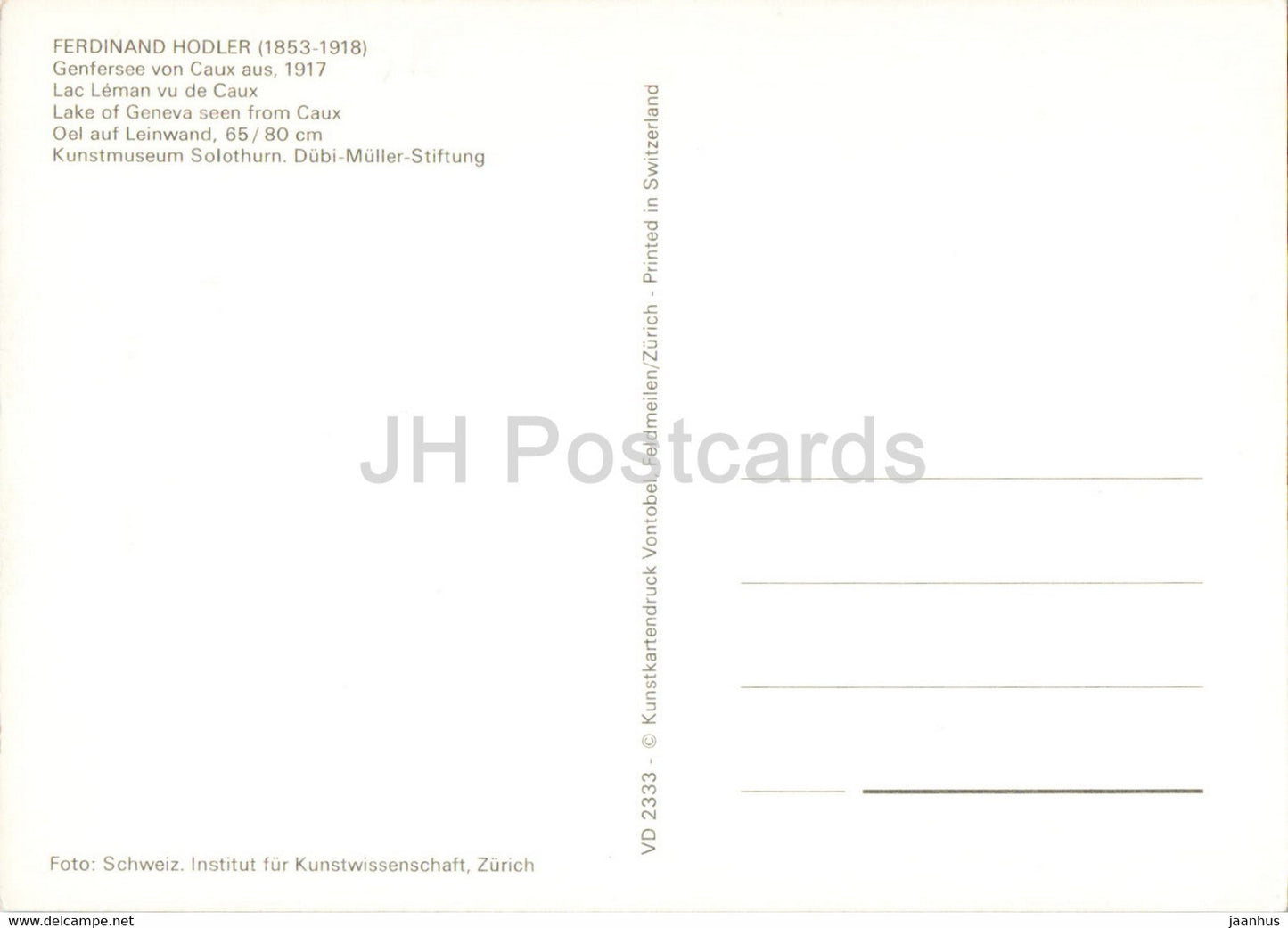 painting by Ferdinand Hodler - Genfersee von Caux aus - Lake of Geneva seen from Caux - Swiss art - Switzerland - unused