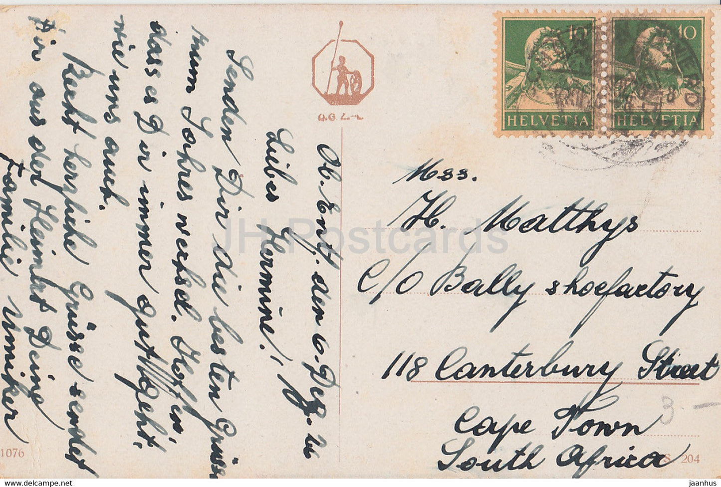 New Year Greeting Card - Gluckliches Neujahr - hare - house - 1076 - old postcard - 1926 - Germany - used