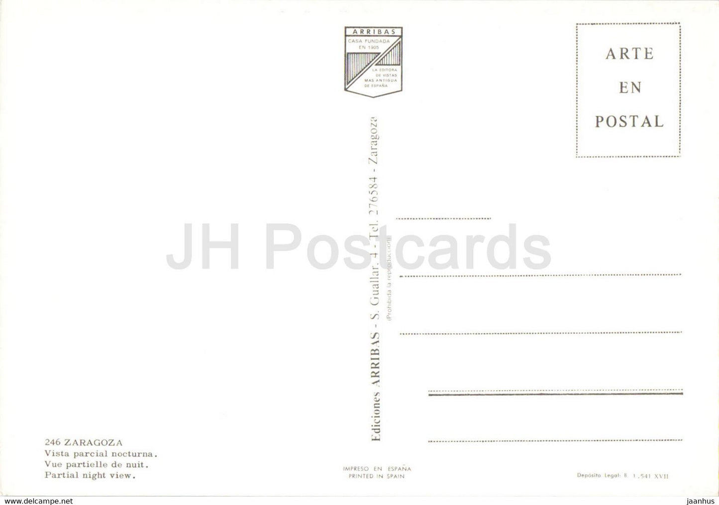 Zaragoza - Vista parcial nocturna - Partial night view - 246 - Spain - unused