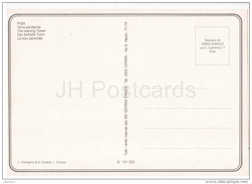 Torre Pendente - The Leaning Tower - Pisa 101.053 - Italia - Italy - unused - JH Postcards