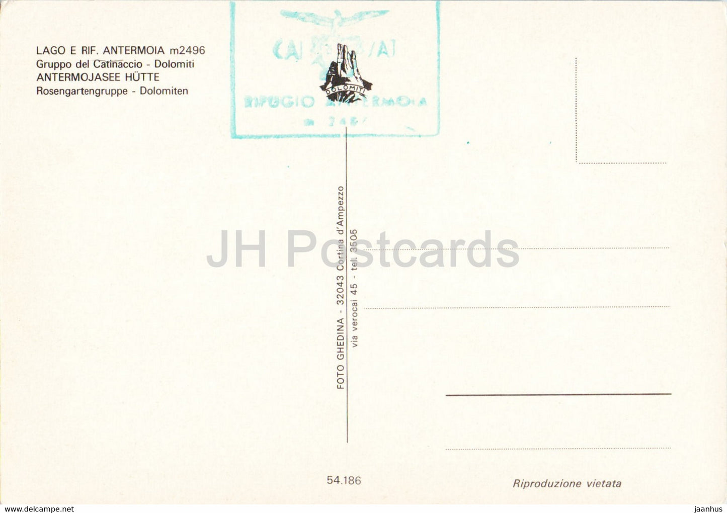 Lago e Rif Antermoia 2496 m - Antermojasee Hutte - Rosengartengruppe Dolomiti - Gruppo del Catinaccio - Italy - unused